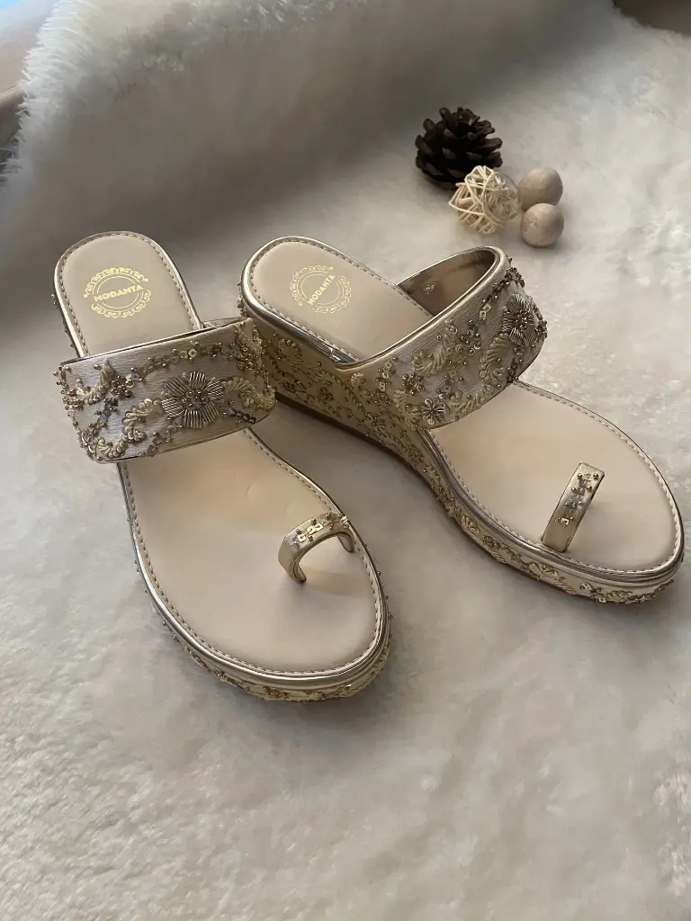 Satin Gold Embroidered Wedges_Top.webp