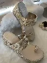 Gold Embroidered Wedges
