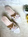 White Embroidered Wedges
